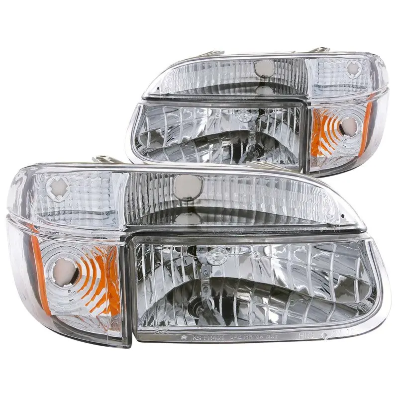 ANZO 1995 2001 Ford Explorer Crystal Headlights Chrome w Corner Lights 2pc