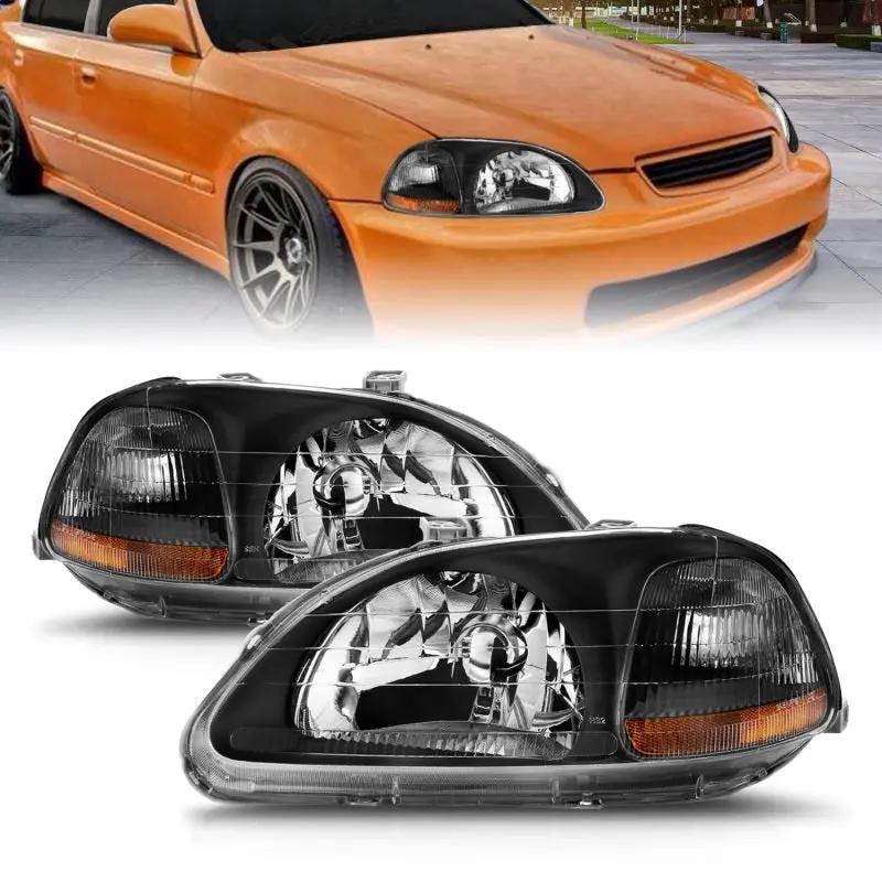 ANZO 1996 1998 Honda Civic Crystal Headlights Black