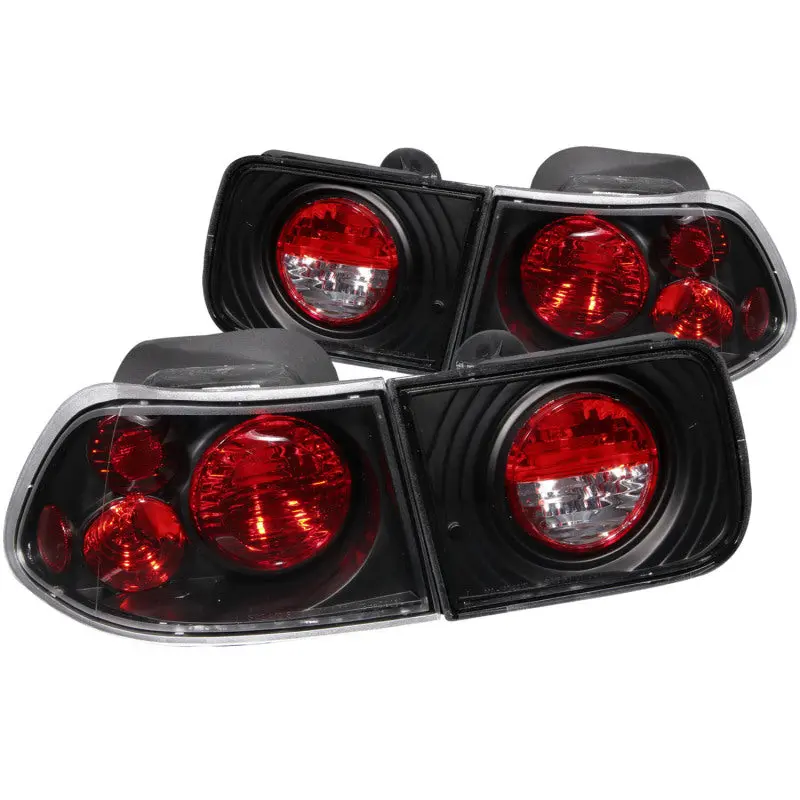 ANZO 1996 2000 Honda Civic Coupe Taillights Black