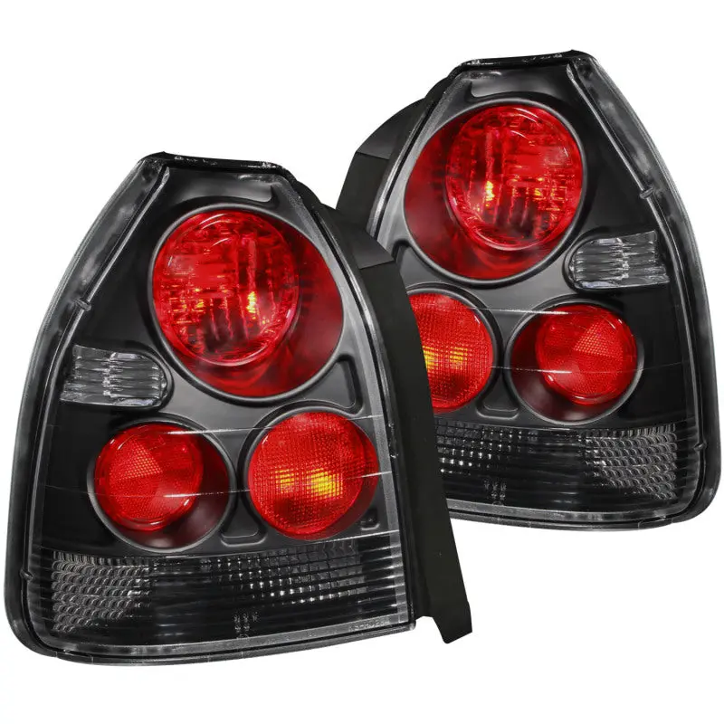 ANZO 1996 2000 Honda Civic Taillights Black