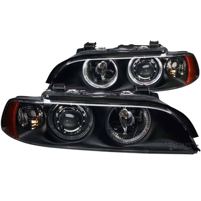 ANZO 1997 2001 BMW 5 Series Projector Headlights w Halo Black