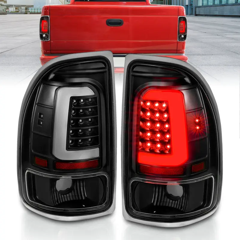 ANZO 1997 2004 Dodge Dakota LED Taillights Black Housing Clear Lens Pair