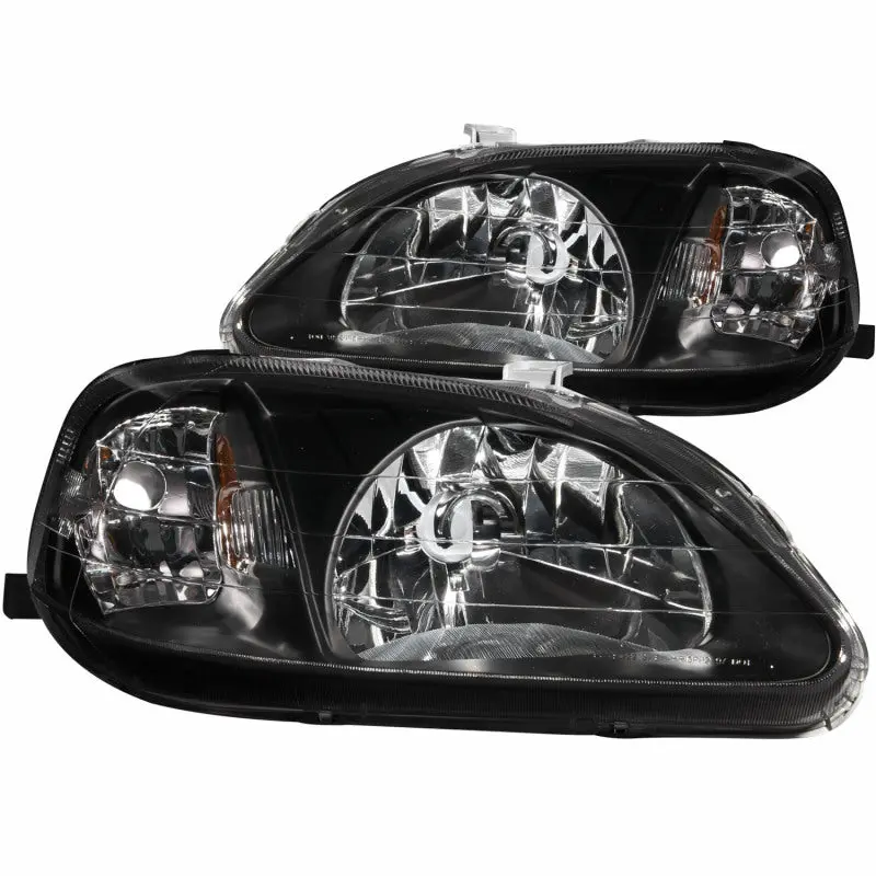 ANZO 1999 2000 Honda Civic Crystal Headlights Black