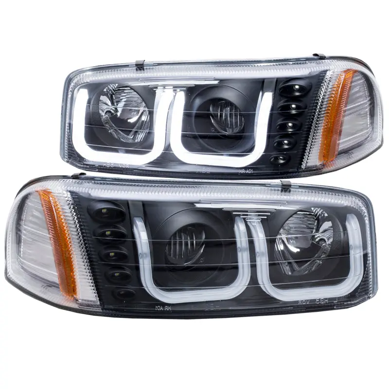 ANZO 1999 2006 Gmc Sierra 1500 Projector Headlights w U Bar Black