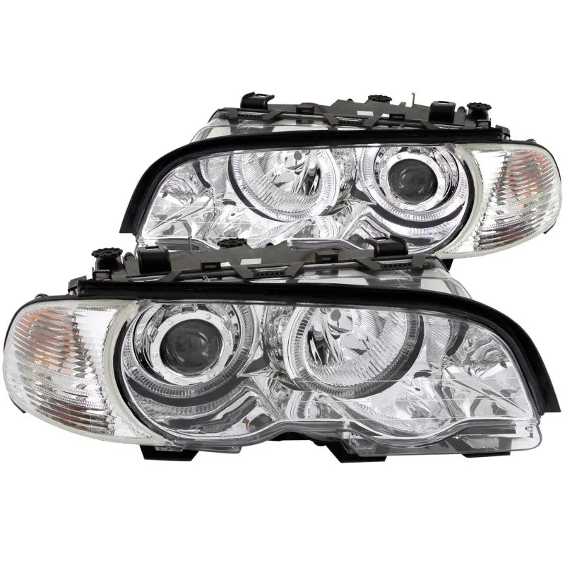 ANZO 2000 2003 BMW 3 Series E46 Projector Headlights w Halo Chrome