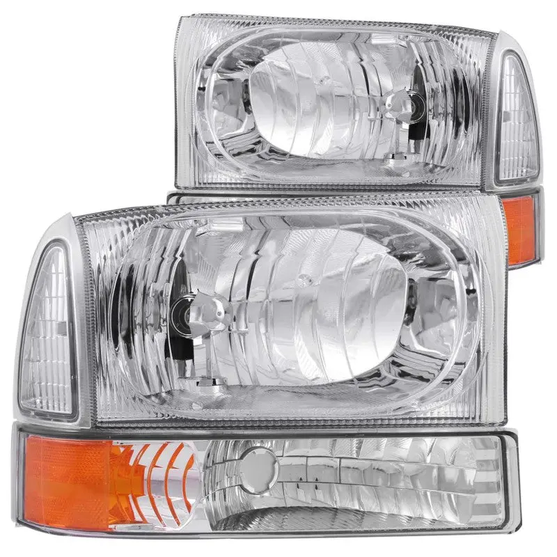 ANZO 2000 2004 Ford Excursion Crystal Headlights Chrome w Corner Lights 2pc