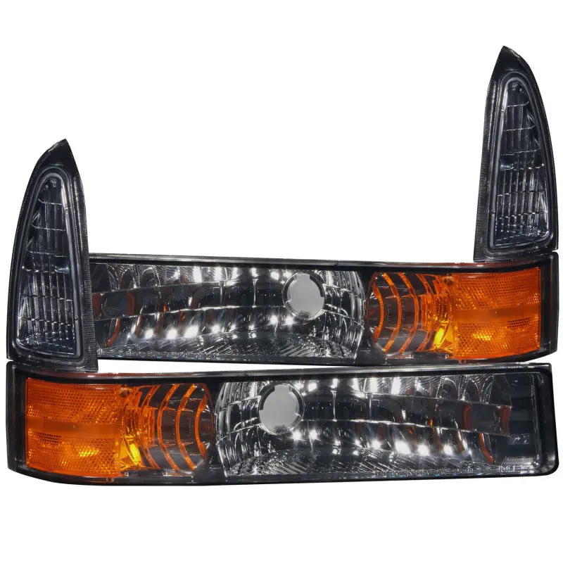 ANZO 2000 2004 Ford Excursion Euro Parking Lights Smoke w Amber Reflector