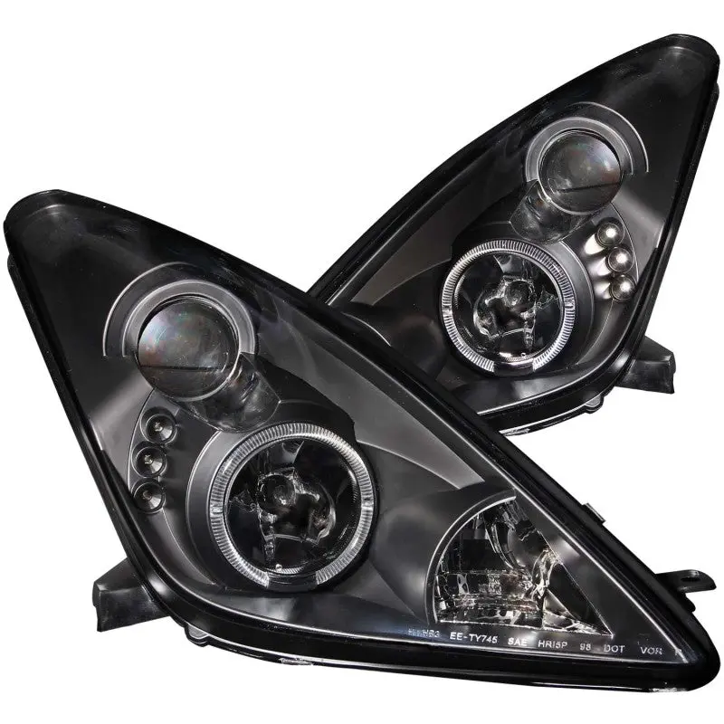 ANZO 2000 2005 Toyota Celica Projector Headlights w Halo Black