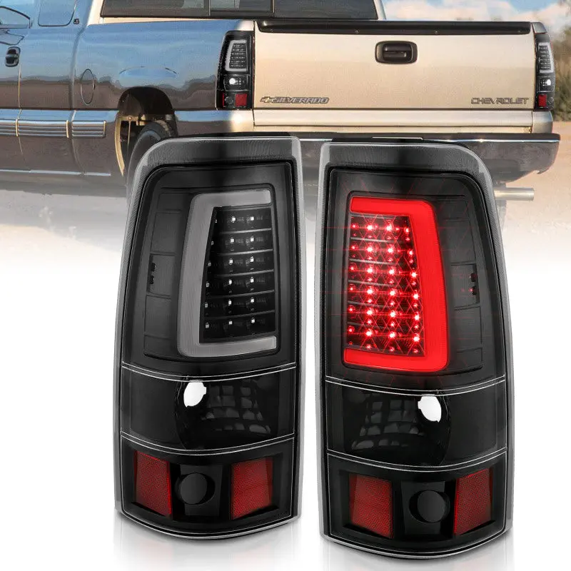 ANZO 2003 2006 Chevy Silverado 1500 LED Taillights Plank Style Black w Clear Lens