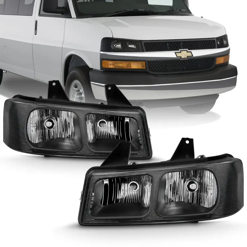 ANZO 2003 2017 Chevy Express Crystal Headlight Black