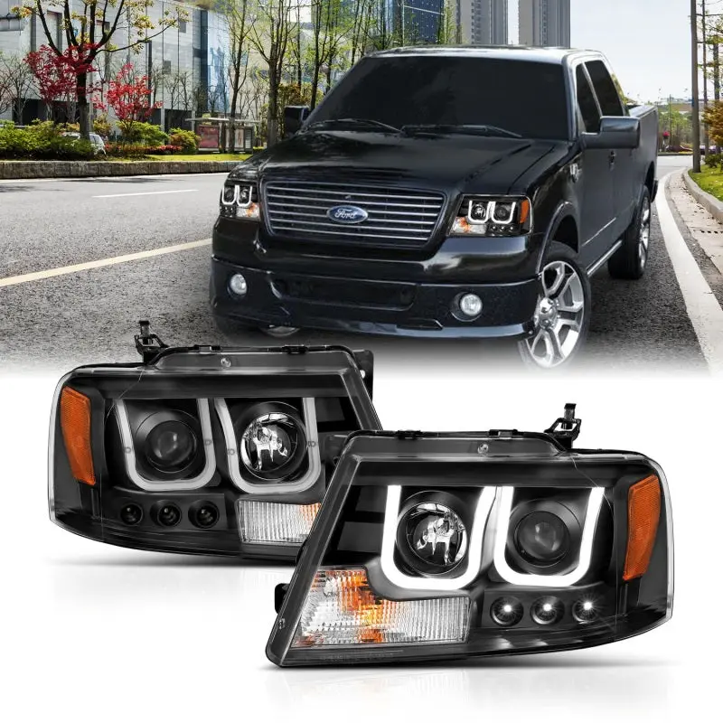 ANZO 2004 2008 Ford F 150 Projector Headlights w U Bar Black