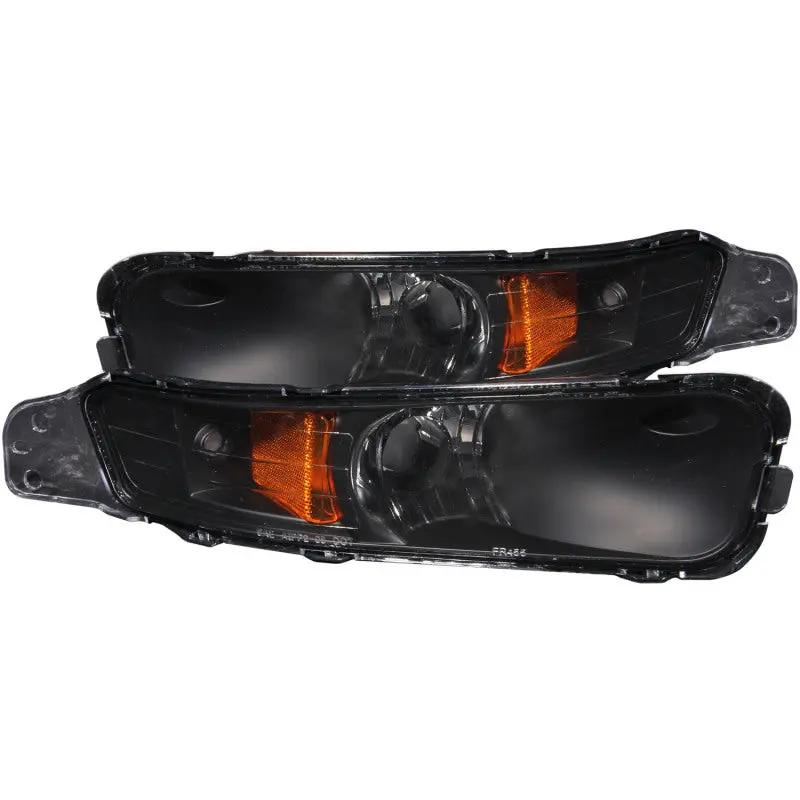 ANZO 2005 2009 Ford Mustang Euro Parking Lights Black w Amber Reflector