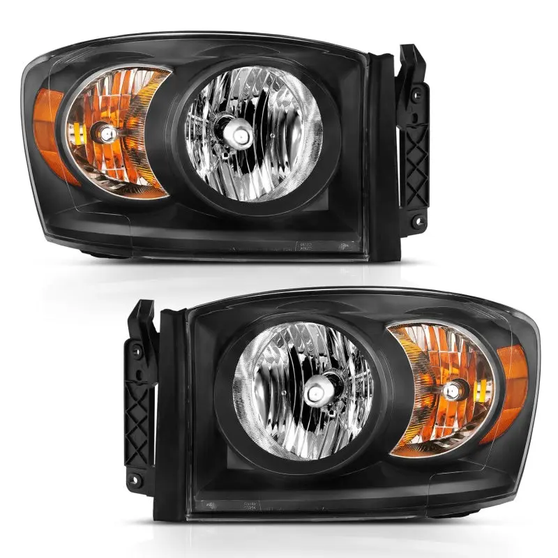 ANZO 2006 2009 Dodge Ram 1500 Crystal Headlight Black Amber