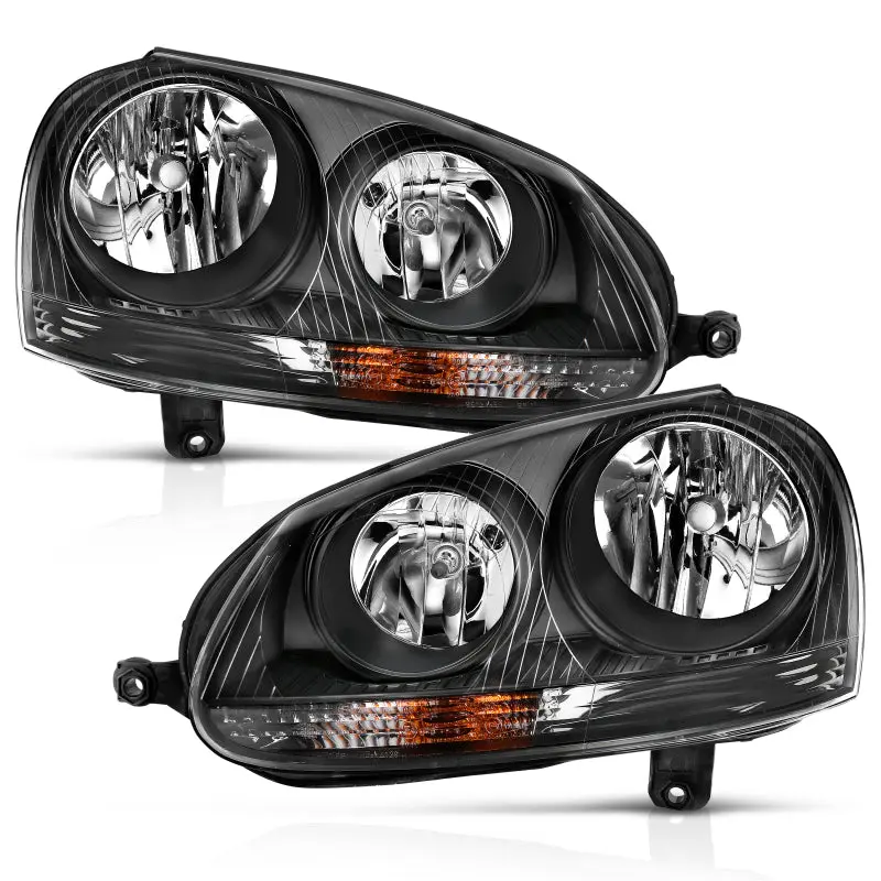 ANZO 2006 2009 Volkswagen Us Rabbit Crystal Headlight Black (Halogen Only)