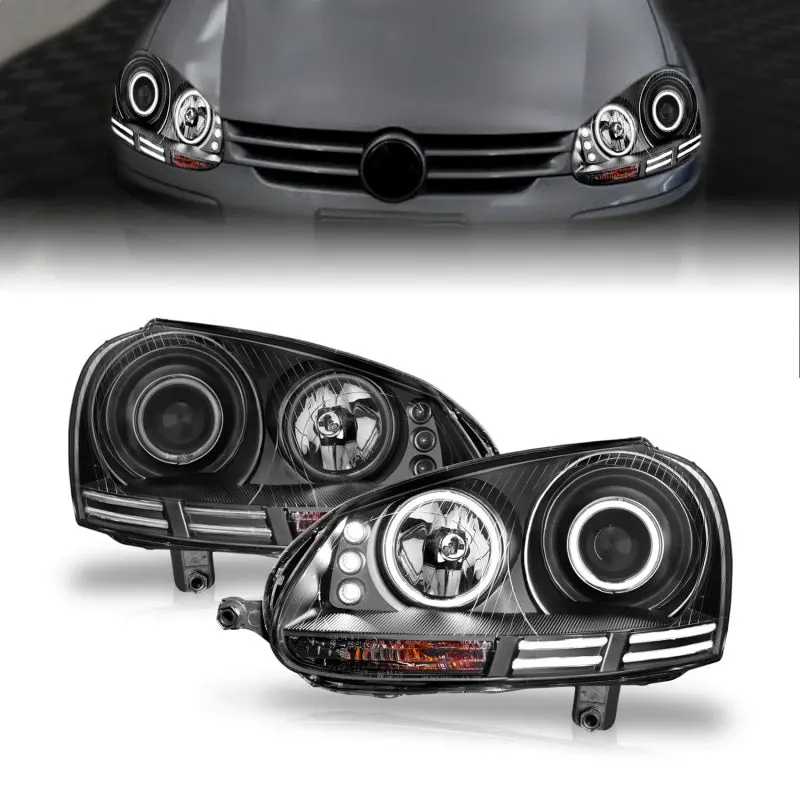 ANZO 2006 2009 Volkswagen Rabbit Projector Headlights w Halo Black (CCFL)