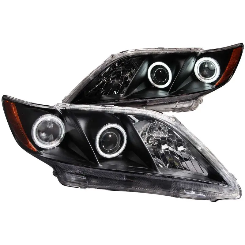 ANZO 2007 2009 Toyota Camry Projector Headlights w Halo Black