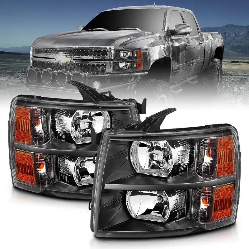 ANZO 2007 2013 Chevrolet Silverado Crystal Headlights Black