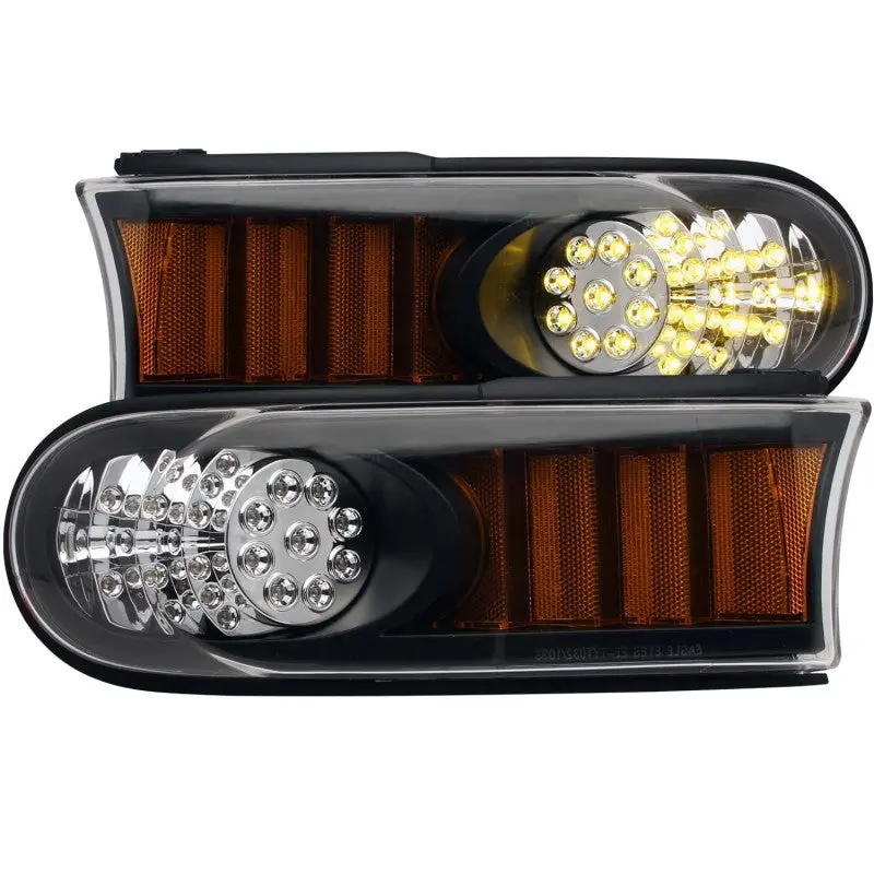 ANZO 2007 2013 Toyota Fj Cruiser LED Parking Lights Black w Amber Reflector