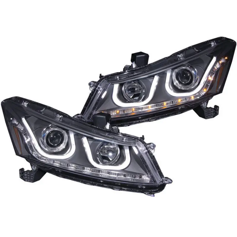 ANZO 2008 2012 Honda Accord Projector Headlights w U Bar Black
