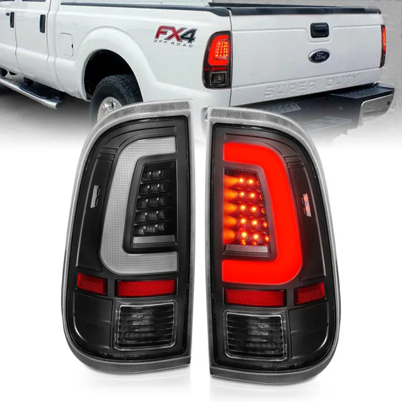 ANZO 2008 2016 Ford F 250 LED Taillights Black Housing Clear Lens (Pair)