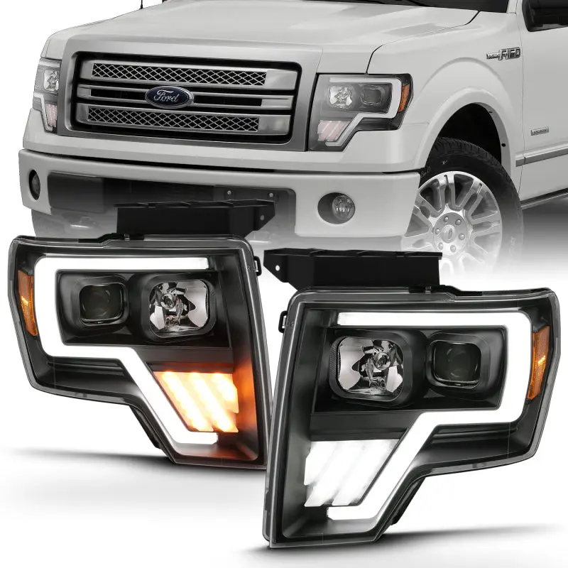 ANZO 2009 2013 Ford F 150 Projector Light Bar G4 Switchback H.L.Black Amber