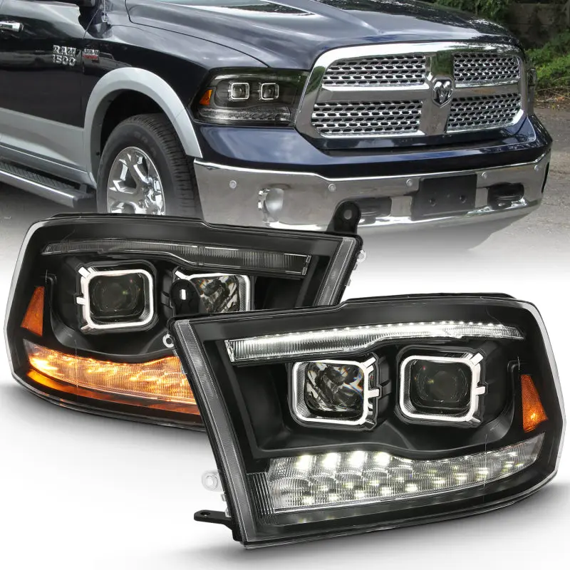 ANZO 2009 2018 Dodge Ram 1500 Projector H.L. Switchback Black Amber