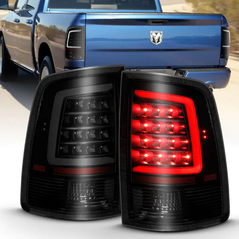ANZO 2009 2018 Dodge Ram 1500 LED Taillight Plank Style Black w Smoke Lens