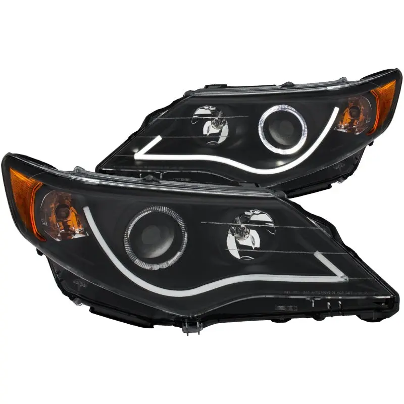 ANZO 2012 2013 Toyota Camry Projector Headlights w Halo Black