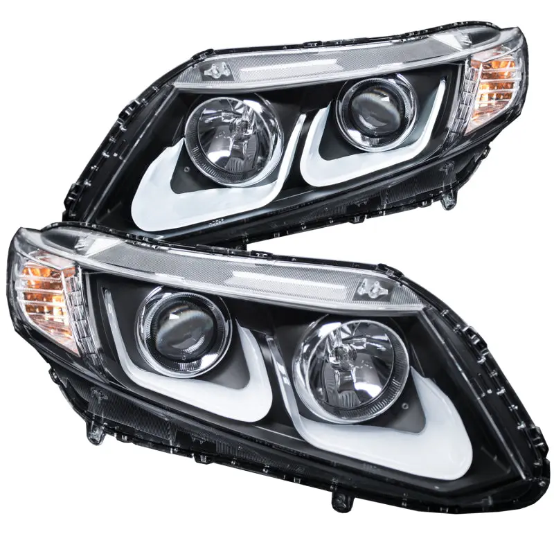 ANZO 2012 2015 Honda Civic Projector Headlights w U Bar Black
