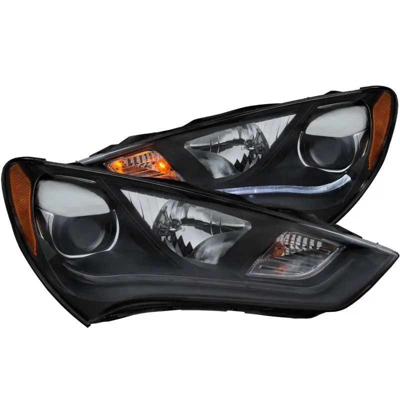 ANZO 2013 2015 Hyundai Genesis Projector Headlights w Plank Style Design Black (HID Compatible)