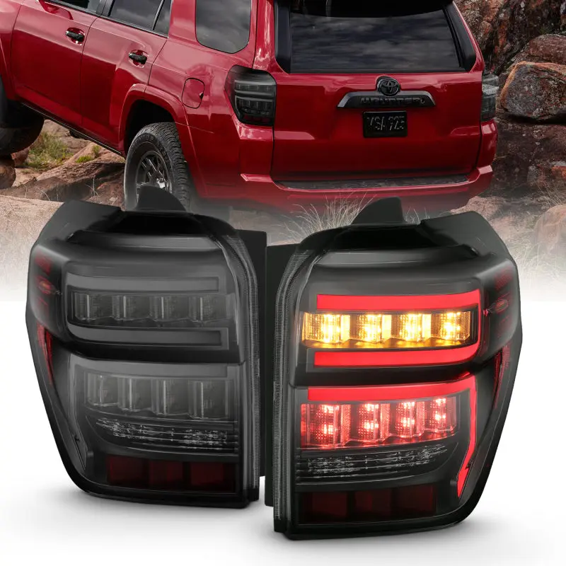 ANZO 2014 2020 Toyota 4Runner T.L Black Housing Smoke Lens Red Light Bar W Sequential