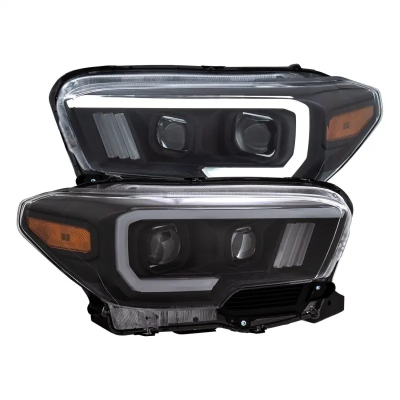 ANZO 2016 2017 Toyota Tacoma Projector Headlights w Plank Style Switchback Black w Amber
