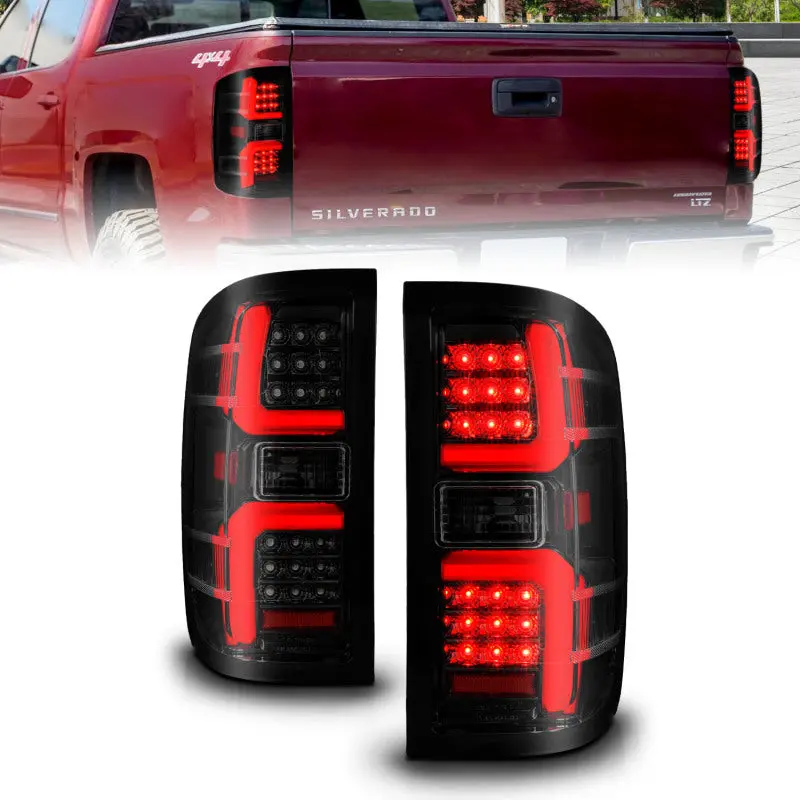 ANZO 15 19 Chevrolet Silverado 2500 HD 3500 HD LED Taillight w Sequential Black Housing Smoke Lens