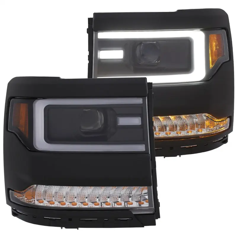 ANZO 16 17 Chevy Silverado 1500 Prjctr. Headlight Plank Styl. w Amber (Only Work w HID Equip. Truck)