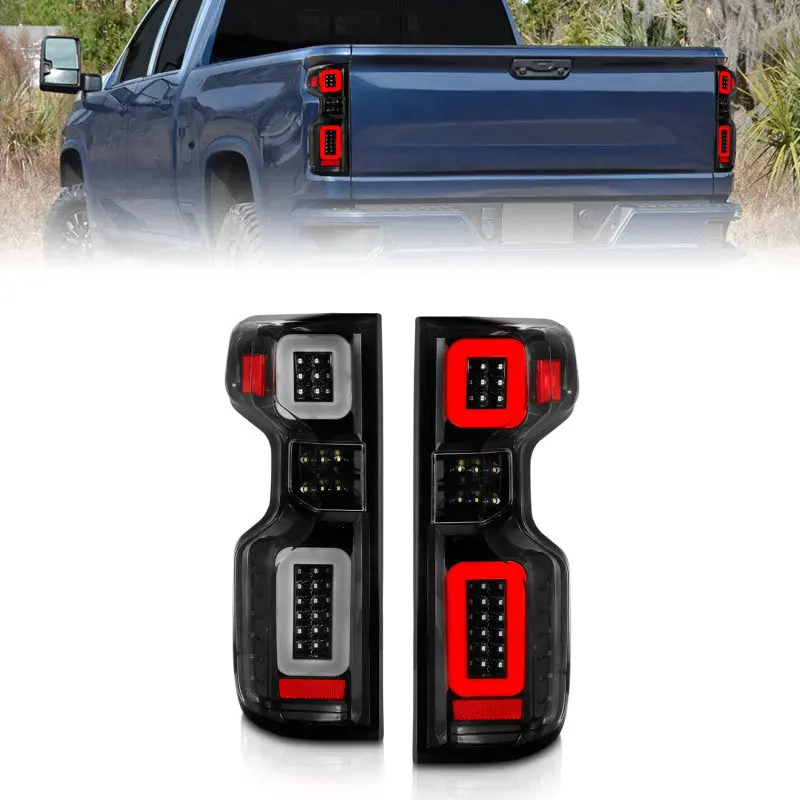 Anzo 19 21 Chevy Silverado Full LED Tailights Black Housing Clear Lens G2 (w C Light Bars)