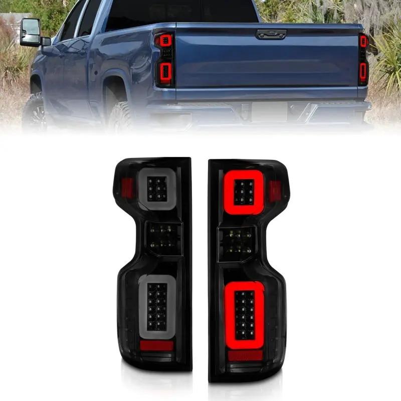 Anzo 19 21 Chevy Silverado Full LED Tailights Black Housing Smoke Lens G2 (w C Light Bars)