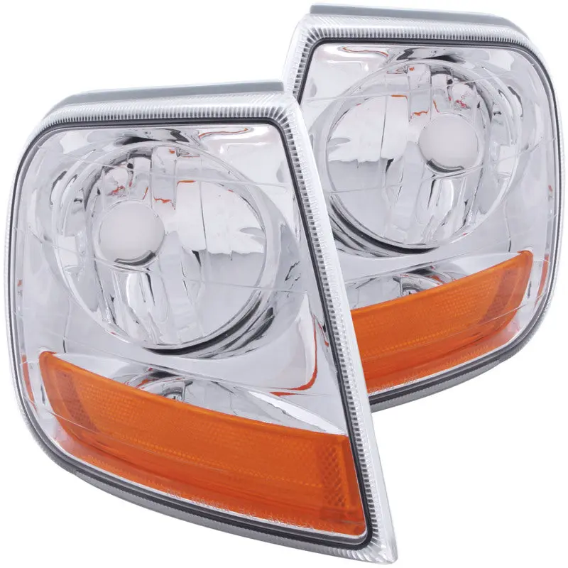 ANZO Corner Lights 1997 2003 Ford F 150 HARLEY DAVIDSON Style Corner Lights Chrome w Amber Rflct