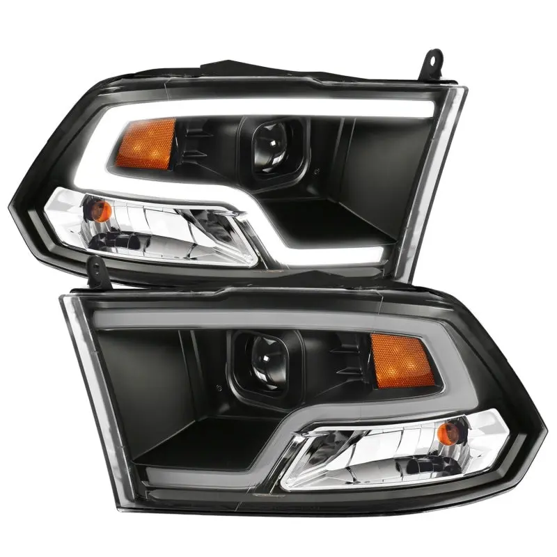ANZO 09 18 Dodge Ram 1500 Plank Style Projector Headlights Black w Halo
