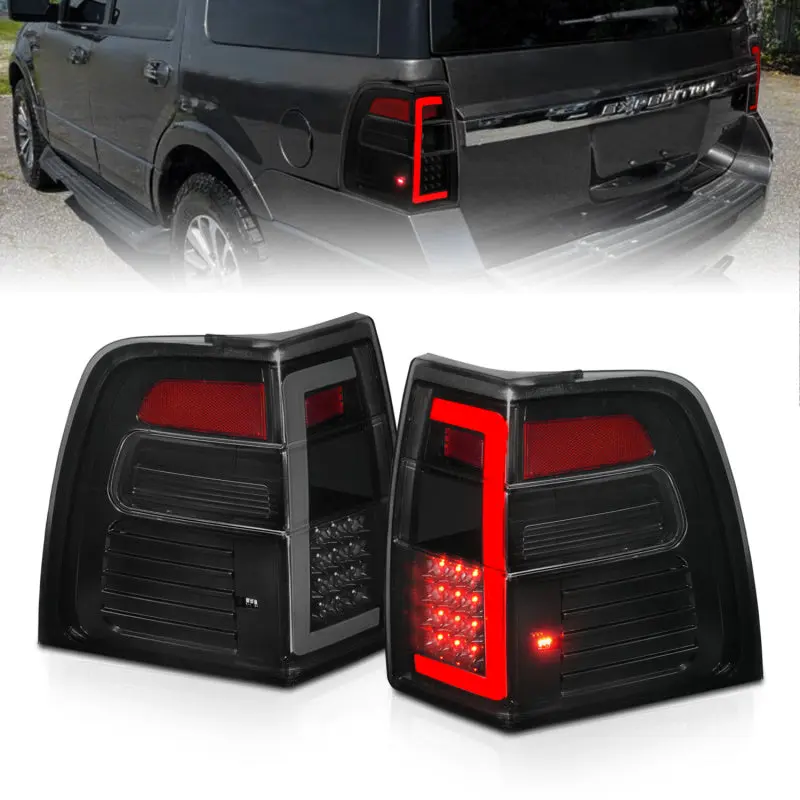 ANZO 07 17 Ford Expedition LED Taillights w Light Bar Black Housing Smoke Lens