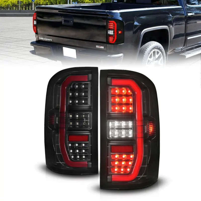 ANZO 14 18 GMC Sierra 1500 Full LED Taillights Black Housing Smoke Lens (w C Light Bars)