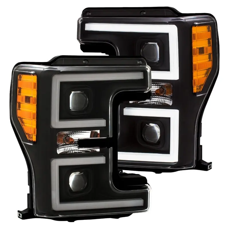 ANZO LED Headlights 17 18 Ford F 250 Super Duty Plank Style L.E.D. Headlight Black (Pair)