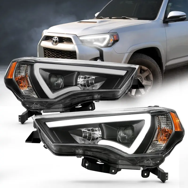 ANZO 14 18 Toyota 4 Runner Plank Style Projector Headlights Black w Amber