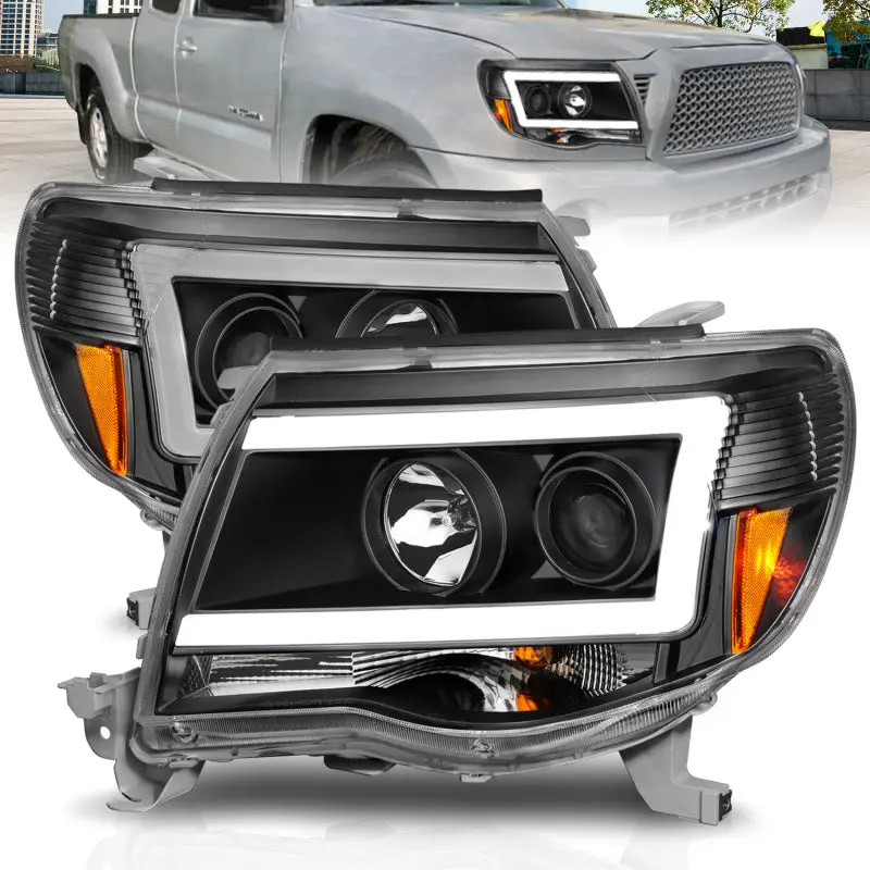 ANZO 05 09 Toyota Tacoma Projector Light Bar Style Headlights w C Light Bar