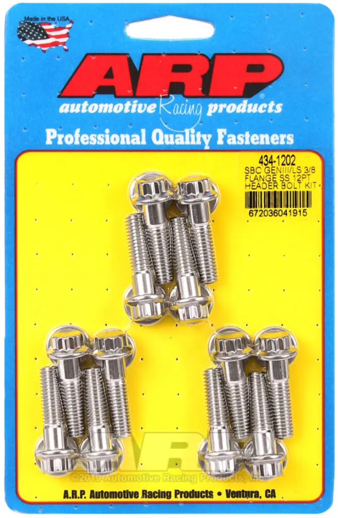 ARP Chevy SBC GenIII LS 3 8in Flange SS 12pt Header Bolt Kit