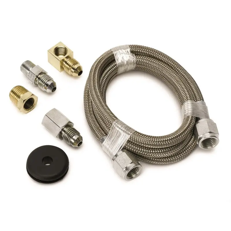Autometer #4 Braided SS Line ( 4AN) 3ft 1 8in NPT Fittings