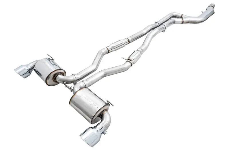 AWE 2020 Toyota Supra A90 Resonated Touring Edition Exhaust 5in Chrome Silver Tips AWE Tuning