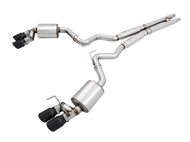 AWE Tuning 2018+ Ford Mustang GT (S550) Cat back Exhaust Touring Edition (Quad Diamond Black Tips)
