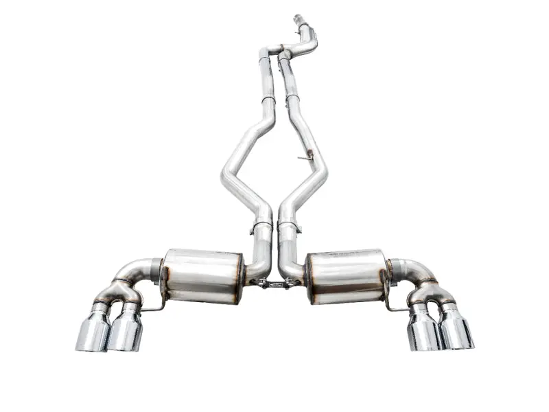 AWE Tuning 2019+ BMW M340i (G20) Non Resonated Touring Edition Exhaust Quad Chrome Silver Tips