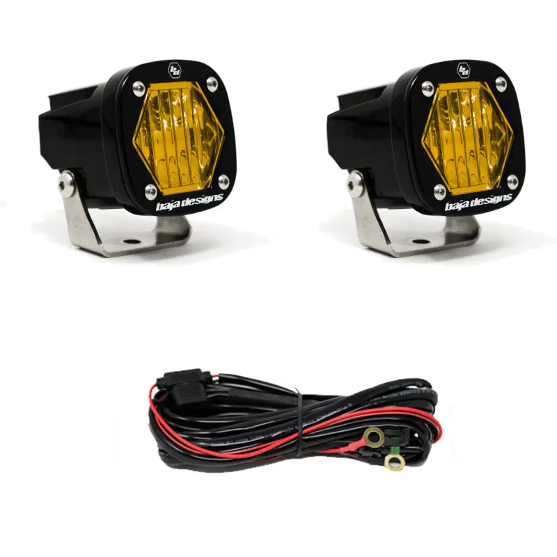 Baja Designs S1 Amber Wide Cornering LED Light w Mounting Bracket Pair