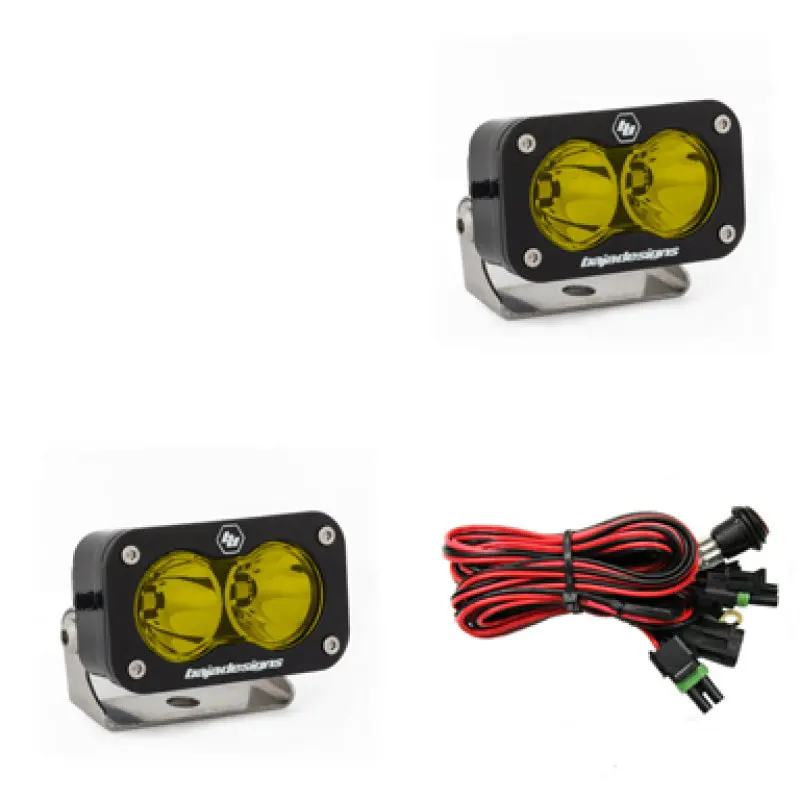 Baja Designs S2 Pro Series LED Light Pods Amber Lens Work Scene Pattern Pair